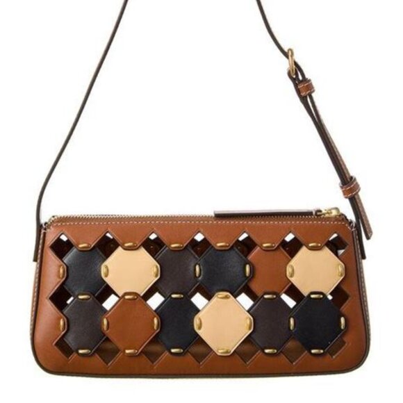 Brand New Tory Burch McGraw Die Cut Wedge Bag Retail $598 - Picture 1 of 4